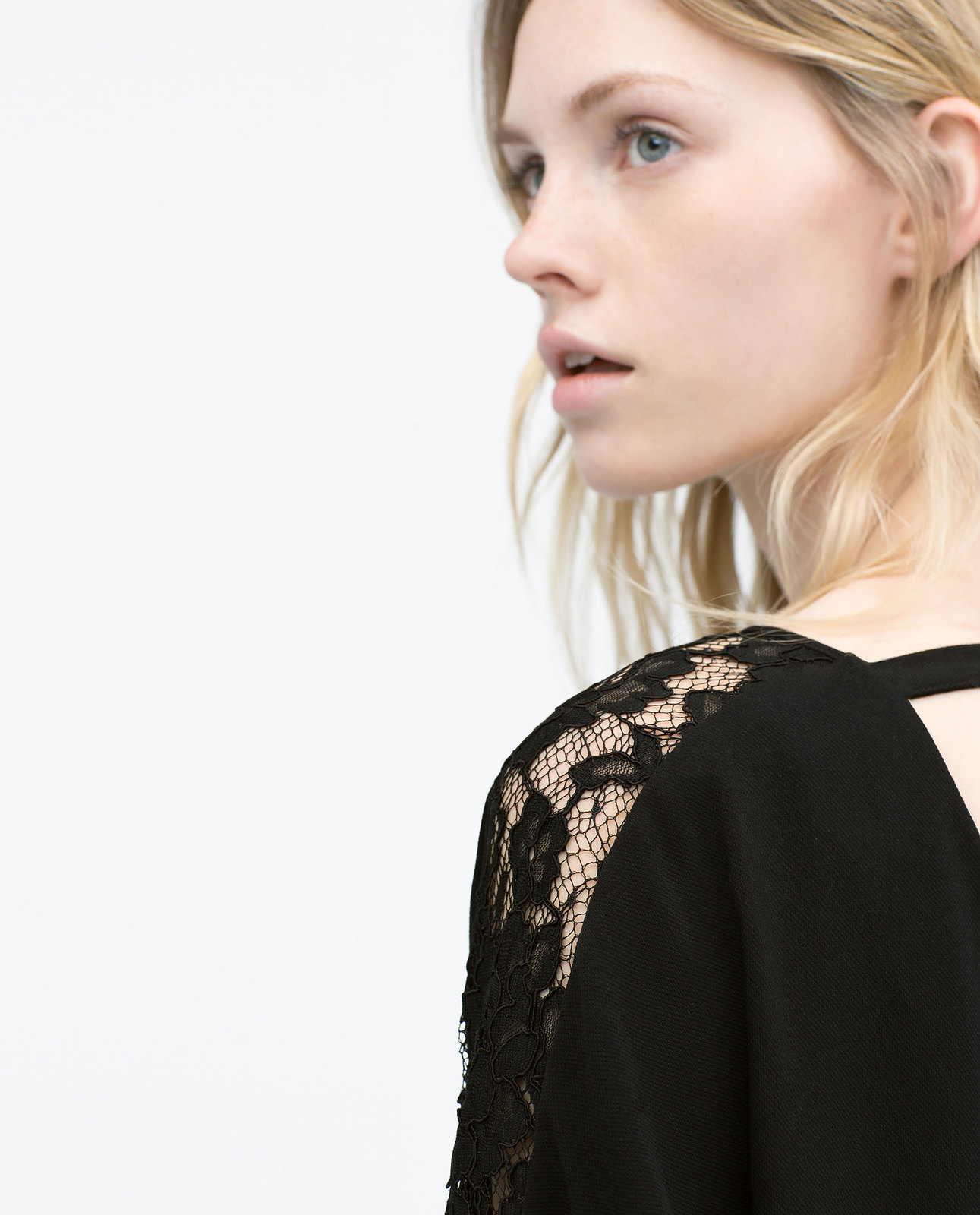 Zara fekete pulóver csipkebetétes ujjal 2015.02.23 #74543 fotója
