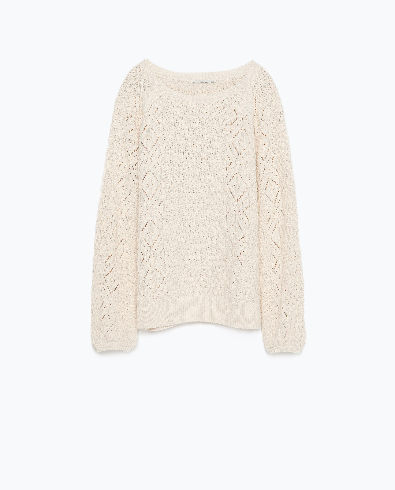 Zara lyukacsos kötésű bézs pulóver 2015.02.23 #74688 fotója