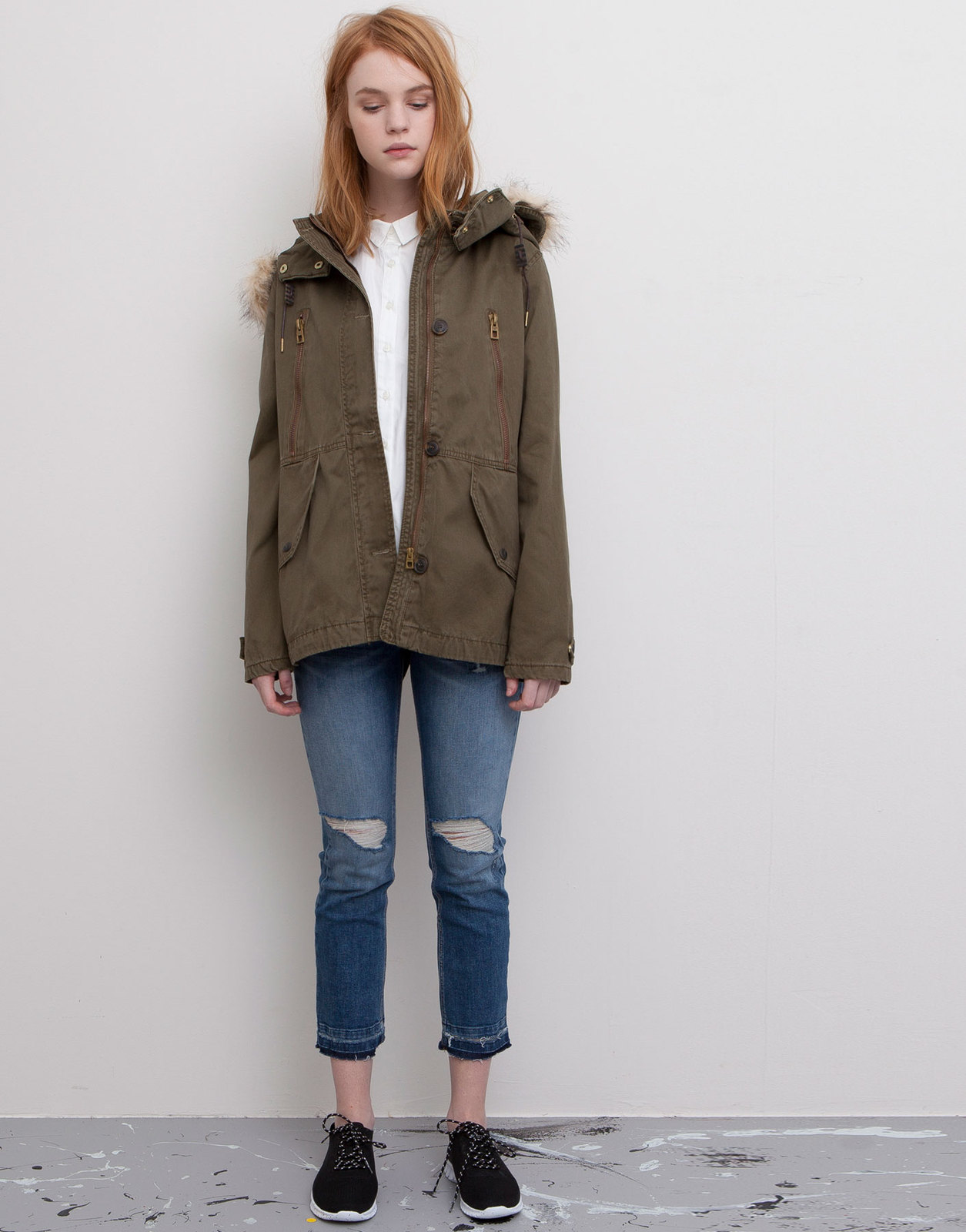 Pull and Bear női szörme kapucnis parka kabát 2015.02.23 fotója