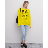 Pull and Bear "PARIS" feliratos sárga pulóver
