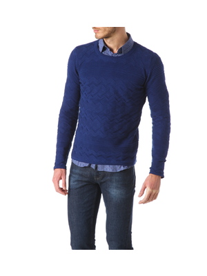 Promod sikkes férfi kék slim pulóver