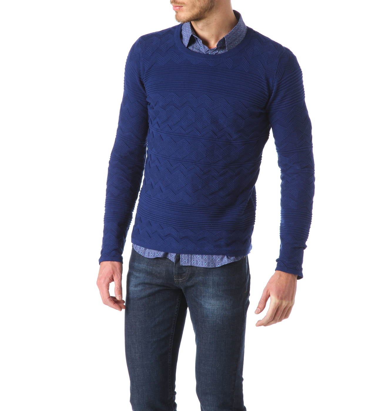 Promod sikkes férfi kék slim pulóver fotója