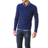 Promod sikkes férfi kék slim pulóver