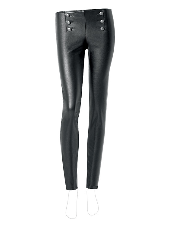 Calzedonia fekete bőrhatású leggings nagy gombokkal fotója