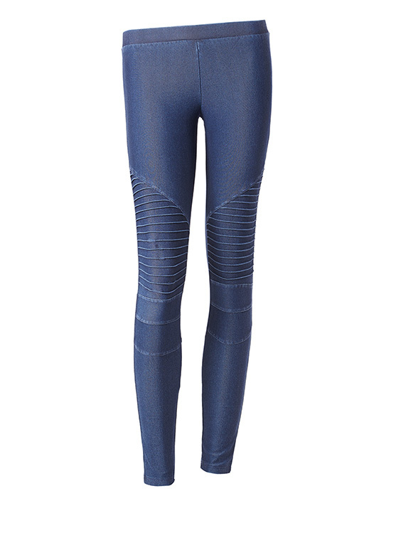 Calzedonia térdnél varrással díszített kék leggings fotója