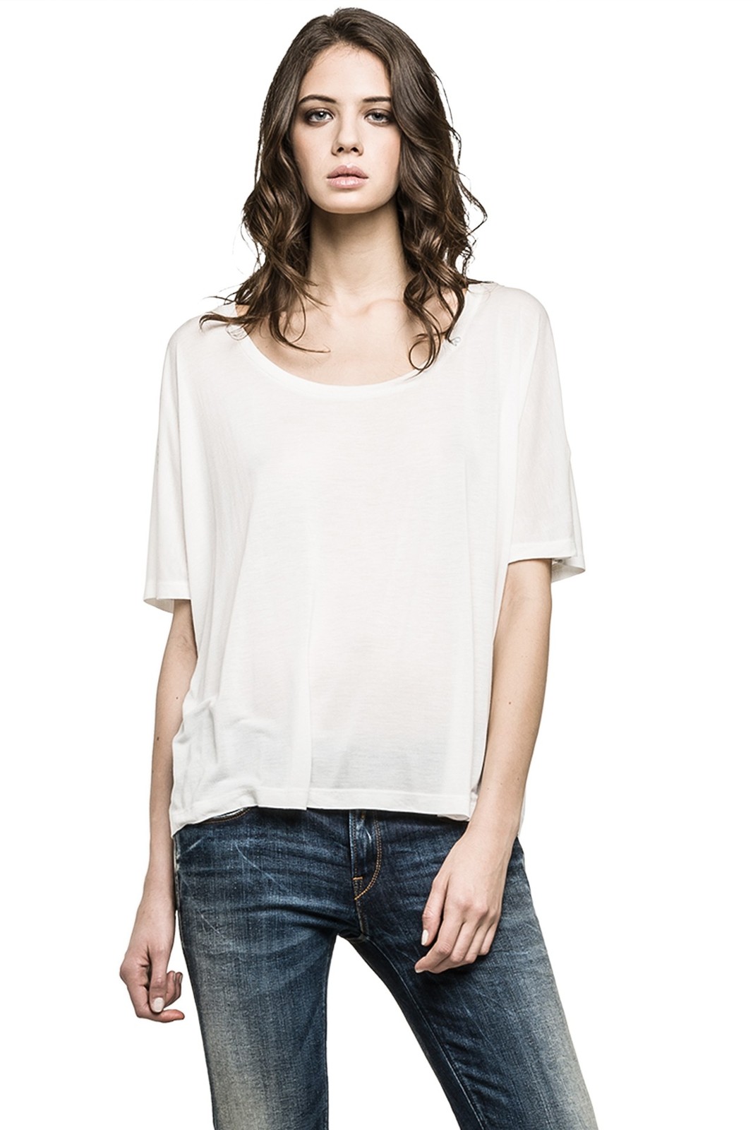 Replay női fehér dzsörzé túlméretezett póló fotója