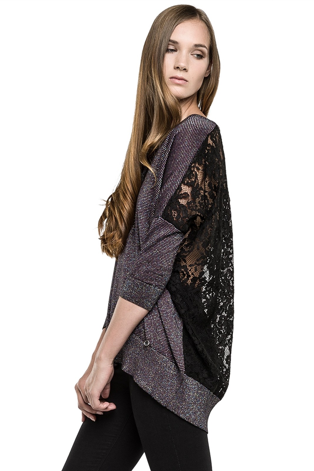 Replay női csipke pamut kereknyakú pulóver 2015 fotója