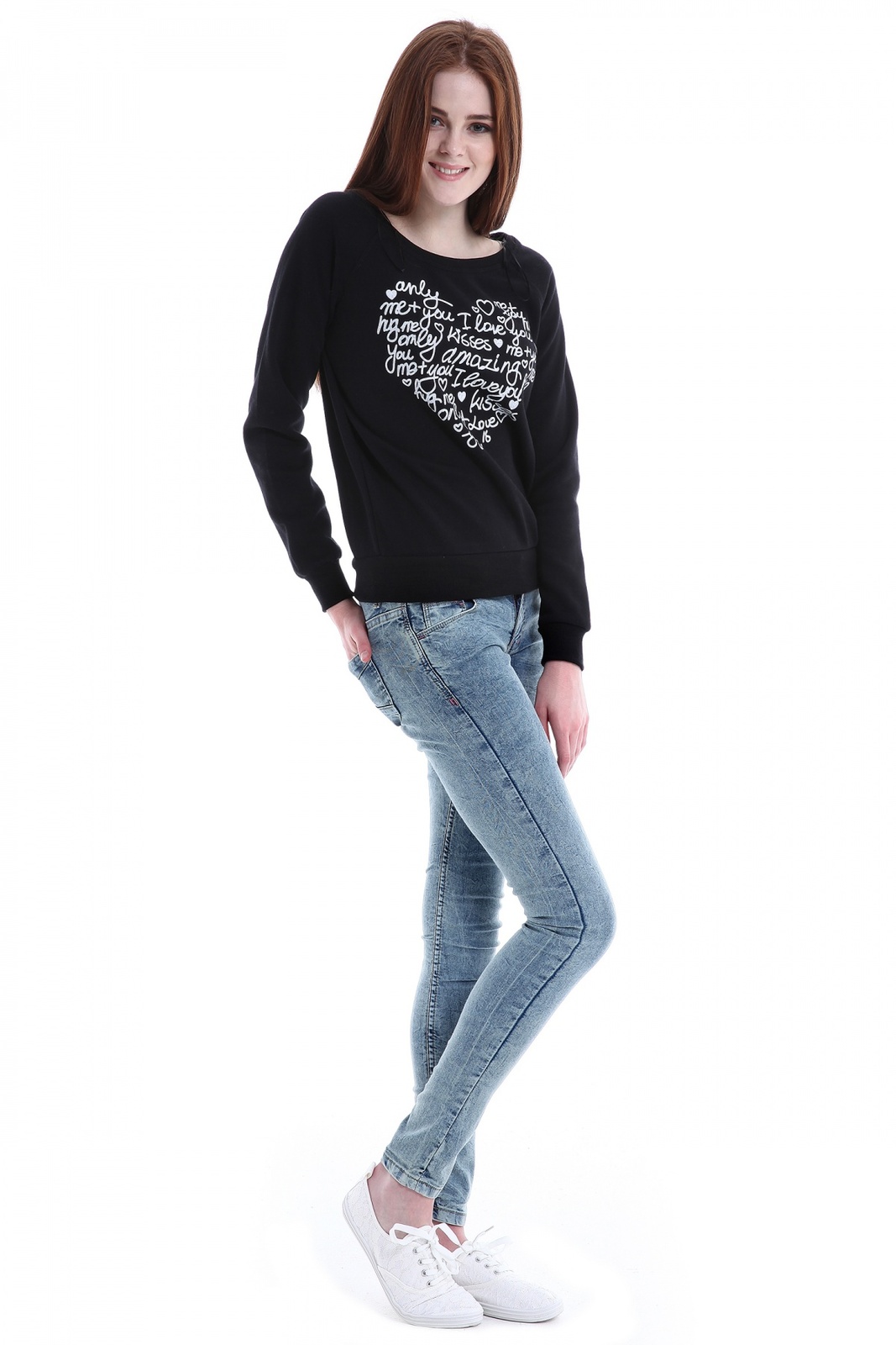 Terranova fekete női szivecskés pulóver 2015.02.28 fotója