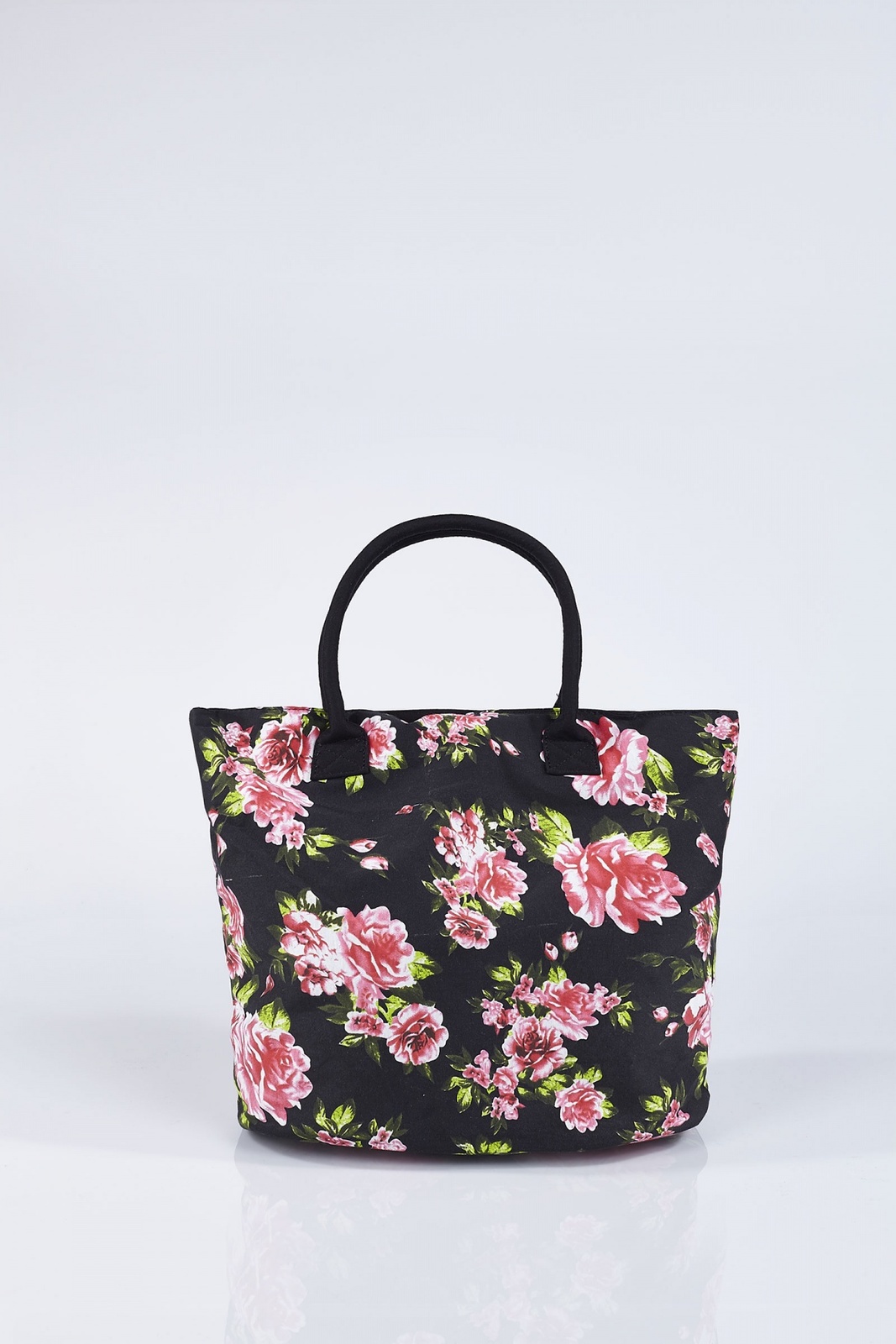 Terranova fekete virágos bevásárló táska fotója