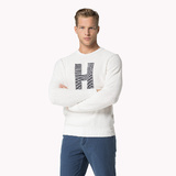 Tommy Hilfiger "H" logós fehér férfi pulóver