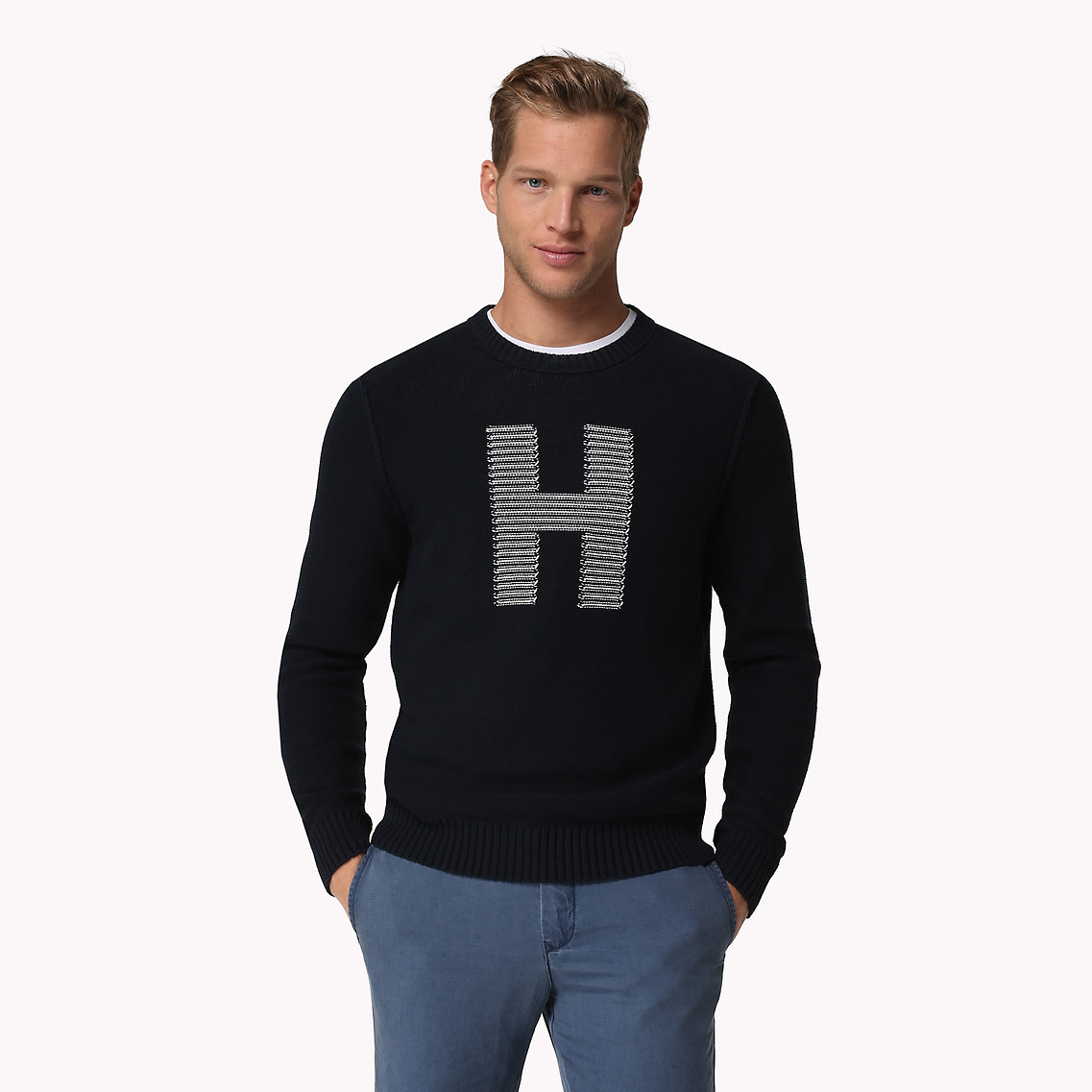 Tommy Hilfiger "H" logós fehér férfi pulóver 2015.03.01 #81031 fotója