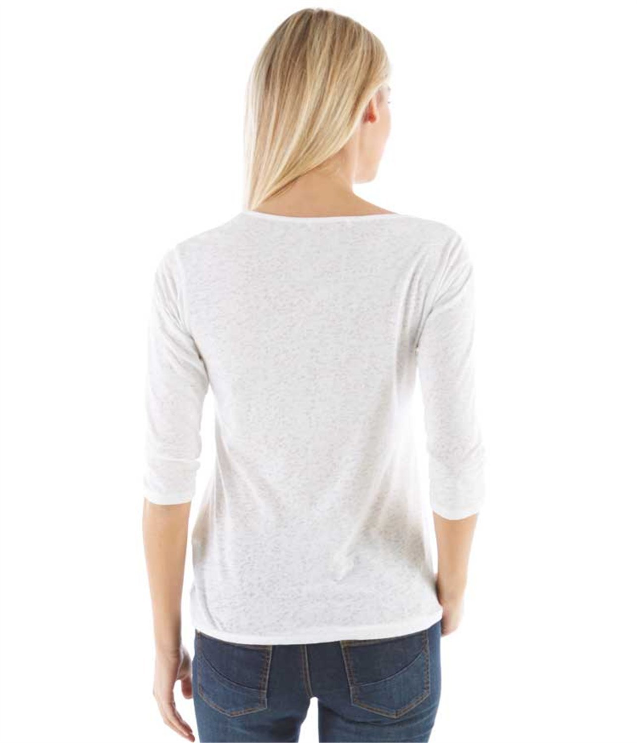 Camaieu mintás fehér női póló 2015 fotója