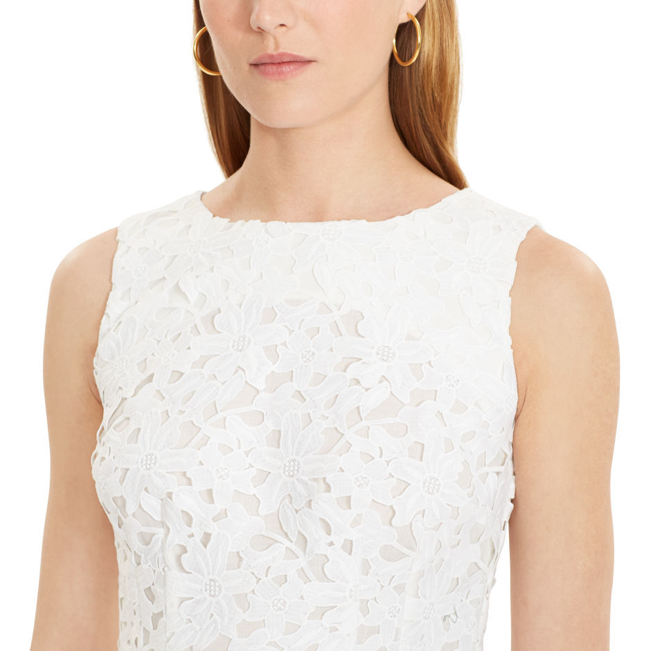 Ralph Lauren virágos-csipkés fehér ujjatlan ruha 2015.03.06 #82965 fotója