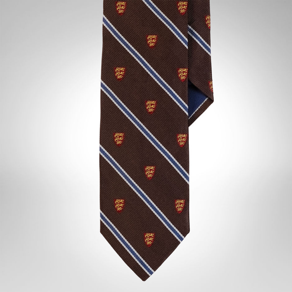 Ralph Lauren átlósan csíkos selyem vékony nyakkendő 2015 fotója