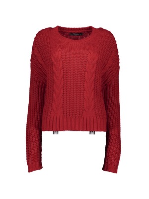 New Yorker női piros bordás pulóver