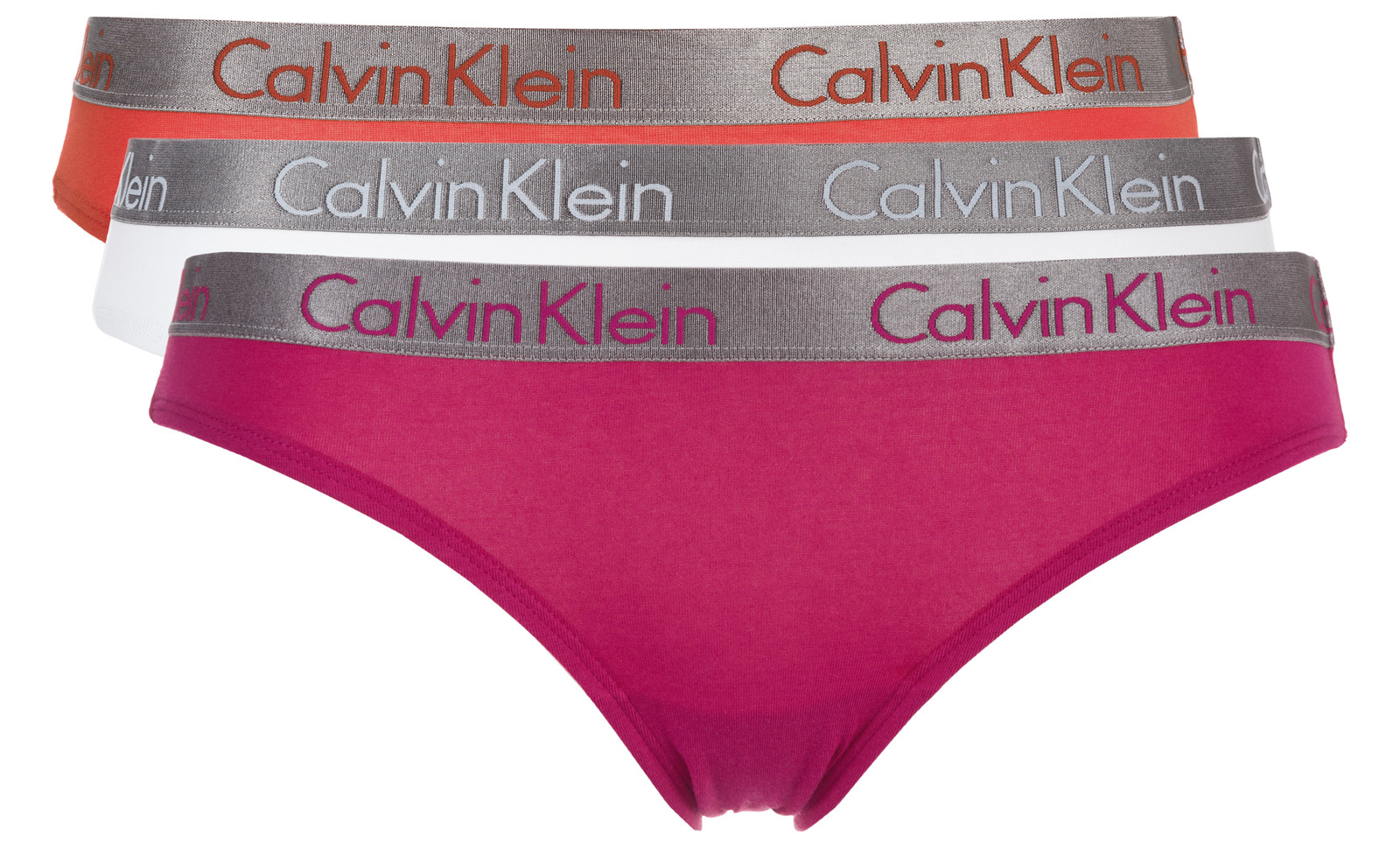 Calvin Klein 3 db-os Bugyi szett XS, Piros Fehér Lila fotója