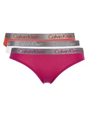 Calvin Klein 3 db-os Bugyi szett XS, Piros Fehér Lila