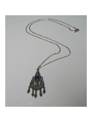 Lápisz lazuli köves, bohém, hosszú ezüst nyaklánc - 1 Ft! << lejárt 675417