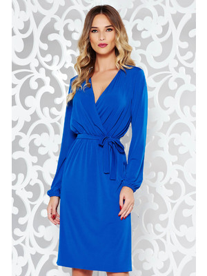 Kék StarShinerS elegáns ruha derékban rugalmas finom tapintású anyagból övvel ellátva << lejárt 111164