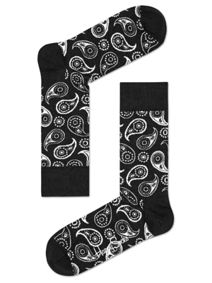 Happy Socks Paisley Zokni 41-46, Fekete Fehér
