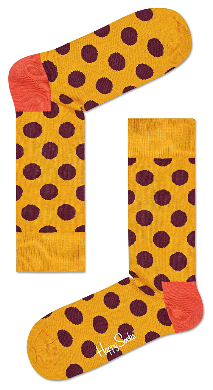 Happy Socks Big Dot Zokni 41-46, Sárga Narancssárga fotója