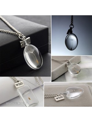 Üveg nyaklánc Pitypang üveg medál ezüst lánc << lejárt 415780