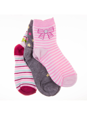 G008 fehér, szürke és rózsaszín gyerek zokni << lejárt 265589