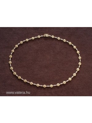 arany női nyaklánc sárga / fehér 16,3 g - gyönyörű - szép ajándék << lejárt 155090