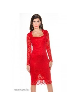Csipke alkalmi ruha elegáns női ruha esküvőre piros M << lejárt 959067