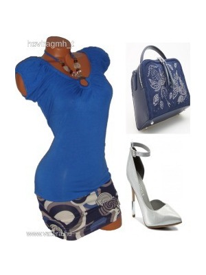 Absztrakt mintás kék nyári női ruha M (haszn.) << lejárt 952525