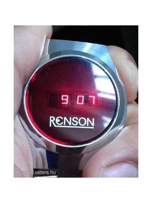 Vintage férfi működő ezüst színű RENSON újszerű piros LED óra 1975 év tájáról - FoxPost 500! << lejárt 763505