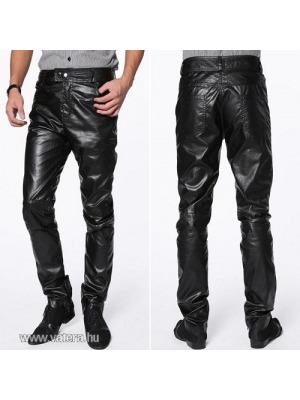 Új divat férfiak Cool Faux bőr Slim fit nadrág nadrág fekete M / L / XL / XXL SG1253 << lejárt 640314