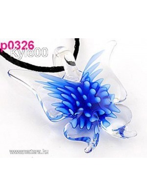 1Ft Kék Pillangó mintás Muránói Üveg medál női Nyaklánc kézműves Retro << lejárt 367724