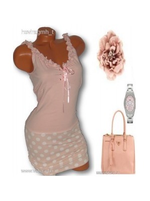 Púder rózsaszín romantikus nyári női ruha S (haszn.) << lejárt 916531