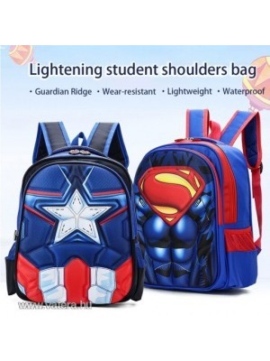 1 db Fiús hátizsák iskola táska szuperhősös táska Superman Spider Man Batman Táska Hátizsák << lejárt 541447