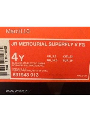 Magasszárú Nike Mercurial Superfly V. gyerek stoplis 36-os << lejárt 680205