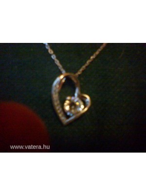 1- karátos, szív alakú gyémánt nyaklánc - 925- valódi - ezüst ékszer! Vadonat új! << lejárt 551717