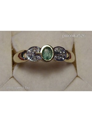 Női arany gyűrű zöld smaragd kővel 8 karátos 1,74 g 16,9 mm << lejárt 918860