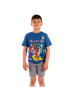 Super Mario Team Up kék póló szürke nadrággal fiú pizsama << lejárt 930301