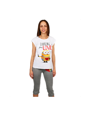 Minions Looking for Love fehér pólóés szürke nadrág, női pizsama << lejárt 819569