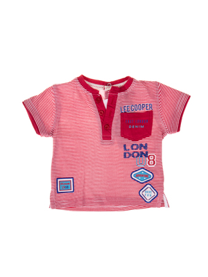 Lee Cooper -East London Denim piros fehér csíkkal rövid ujjú baba póló << lejárt 396887