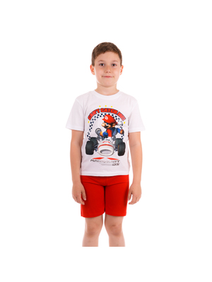 Super Mario Kart fehér póló piros nadrággal fiú pizsama << lejárt 340422