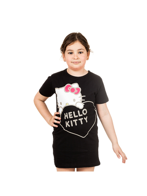 fete Hello Kitty fekete rövid ujjú hosszú póló lányoknak