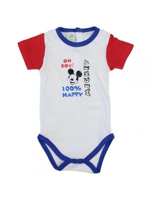 Mickey Mouse Happy fehér kék nyakrésszel baba body << lejárt 62090