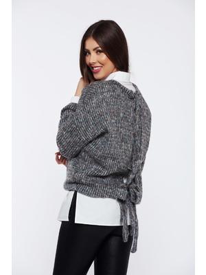 Szürke PrettyGirl hétköznapi bő szabású kötött pulóver << lejárt 221110