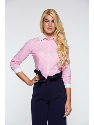 Rózsaszínű PrettyGirl irodai női ing nem elasztikus pamut hegyes gallér << lejárt 359575