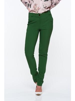 Zöld PrettyGirl elegáns kónikus nadrág zsebes enyhén rugalmas anyag