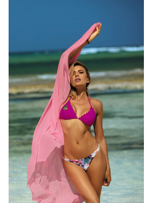 Pink fürdőruha háromszög melltartóval brazil alsóval flitteres díszítés a melltartó szivacsa eltávolítható << lejárt 381334
