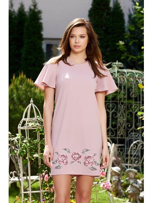 Rózsaszínű StarShinerS elegáns bő szabású hímzett ruha rugalmas anyag << lejárt 826951