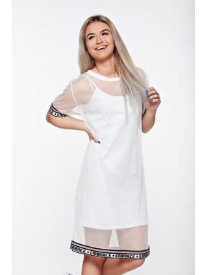 Fehér SunShine bő szabású casual ruha áttetsző anyag belső béléssel << lejárt 795842